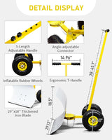 Outvita Snow Shovel with Wheels, 29 Wide 18 Long Snow Plow Shovel Angle & Height Adjustable Padded Handle Efficient Snow Clean Tool for Driveway or Pavement (Yellow)