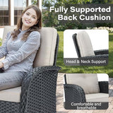 Patio Wicker Chairs Swivel Rocker – Outdoor Swivel Rocking Chairs Set of 2 with Rattan Side Table, Patio Swivel Glider Chair 3 Piece Patio Furniture Sets for Deck Porch Pool Brown/Blue