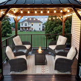 Patio Wicker Chairs Swivel Rocker – Outdoor Swivel Rocking Chairs Set of 2 with Rattan Side Table, Patio Swivel Glider Chair 3 Piece Patio Furniture Sets for Deck Porch Pool Brown/Blue