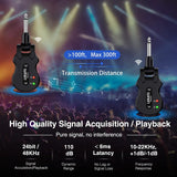 LEKATO 5.8Ghz Wireless Guitar System 4 Channels Audio Digital Guitar Transmitter Receiver 300 Feet Transmission Range