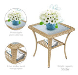 Patio Wicker Chairs Swivel Rocker – Outdoor Swivel Rocking Chairs Set of 2 with Rattan Side Table, Patio Swivel Glider Chair 3 Piece Patio Furniture Sets for Deck Porch Pool Brown/Blue