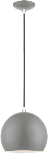 Livex Lighting Piedmont – 1 Light Globe Pendant in Industrial Style-15 Inches Tall and 10 Inches Wide-Shiny Light Gray/Polished Chrome