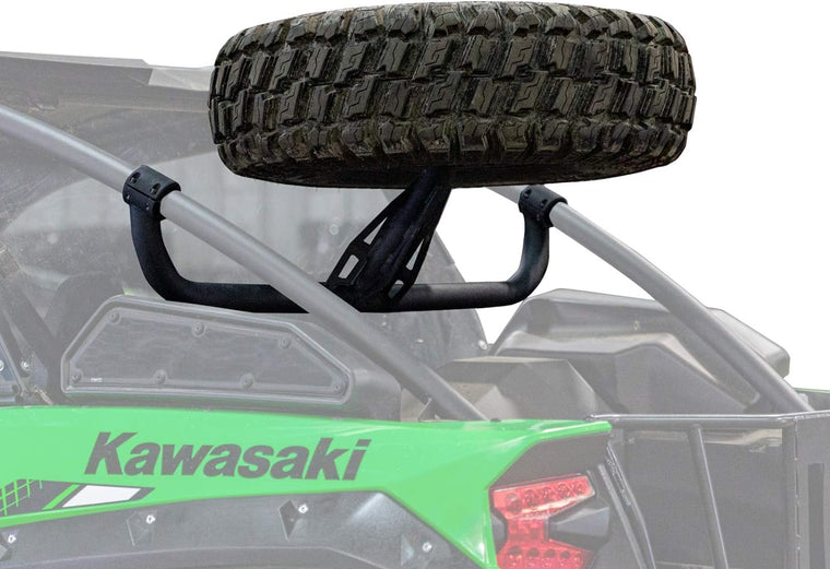 SuperATV Spare Tire Carrier for 2020+ Kawasaki Teryx KRX 1000 | Fits up to 37 Tire | Secures to Rear Frame of Vehicle | Made with Powder-Coated Steel Tubing | No Drilling or Welding Required!