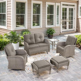 Patio Wicker Chairs Swivel Rocker – Outdoor Swivel Rocking Chairs Set of 2 with Rattan Side Table, Patio Swivel Glider Chair 3 Piece Patio Furniture Sets for Deck Porch Pool Brown/Blue