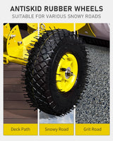 Outvita Snow Shovel with Wheels, 29 Wide 18 Long Snow Plow Shovel Angle & Height Adjustable Padded Handle Efficient Snow Clean Tool for Driveway or Pavement (Yellow)