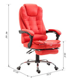HOMCOM Reclining PU Leather Executive Home Office Chair with Footrest – Red