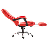 HOMCOM Reclining PU Leather Executive Home Office Chair with Footrest – Red