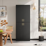 Cozy Castle Kitchen Pantry Cabinet, 71 Tall Wood Storage Cabinet with Doors and Shelves 4 Doors Freestanding Cupboard Utility Hutch for Dining Room Living Room Bathroom Furniture, Gray