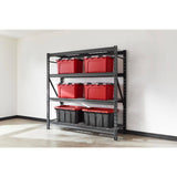 Husky Black 4-Tier Heavy Duty Industrial Welded Steel Garage Shelving Unit (77 in. W x 78 in. H x 24 in. D)