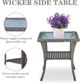 Patio Wicker Chairs Swivel Rocker – Outdoor Swivel Rocking Chairs Set of 2 with Rattan Side Table, Patio Swivel Glider Chair 3 Piece Patio Furniture Sets for Deck Porch Pool Brown/Blue