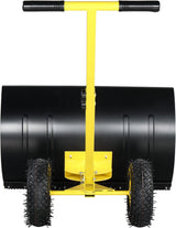 Outvita Snow Shovel with Wheels, 29 Wide 18 Long Snow Plow Shovel Angle & Height Adjustable Padded Handle Efficient Snow Clean Tool for Driveway or Pavement (Yellow)